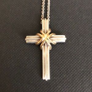 Tiffany sterling silver and gold cross